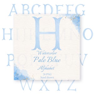 Watercolor Monogram Letters Wedding Crest Alphabet Pale Blue DIY Crest Baby Initials Family Crest PNG Clip Art Babyshower Initials