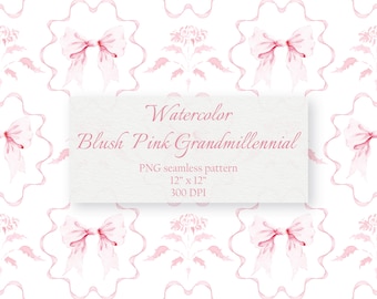 Blush rosa Bogen nahtlose Muster - Grandmillennial PNG (digitaler Download)