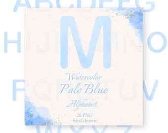 Wasserfarbe hellblau Alphabet, Hochzeits-Monogramm Buchstaben (PNG)