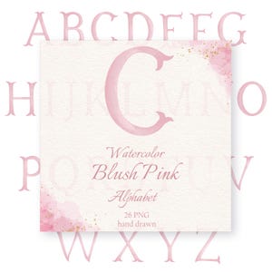 Watercolor Monogram Letters Wedding Crest Alphabet Blush Pink DIY Crest Baby Initials Family Crest PNG Clip Art Babyshower Initials