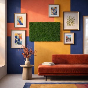 Panel de pared de musgo de reno aterciopelado, 60 x 40 cm, decoración vegetal (base de MDF)