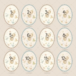 Cartões Minimalistas de Marcos para Bebês | Gênero Neutro | Download Digital