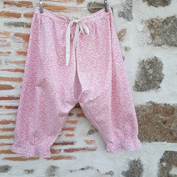 Antique french flannel split crotch bloomers, culotte,fancy dress, cosplay, role play, costume drama, théâtre, boudoir fun, Free shipping