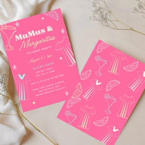 Mumu Margarita Invite Editable Party Invitation, Girls Night In, Moms Night Canva Template, Hand Drawn Moomoos and Margs Ladies Night Evite