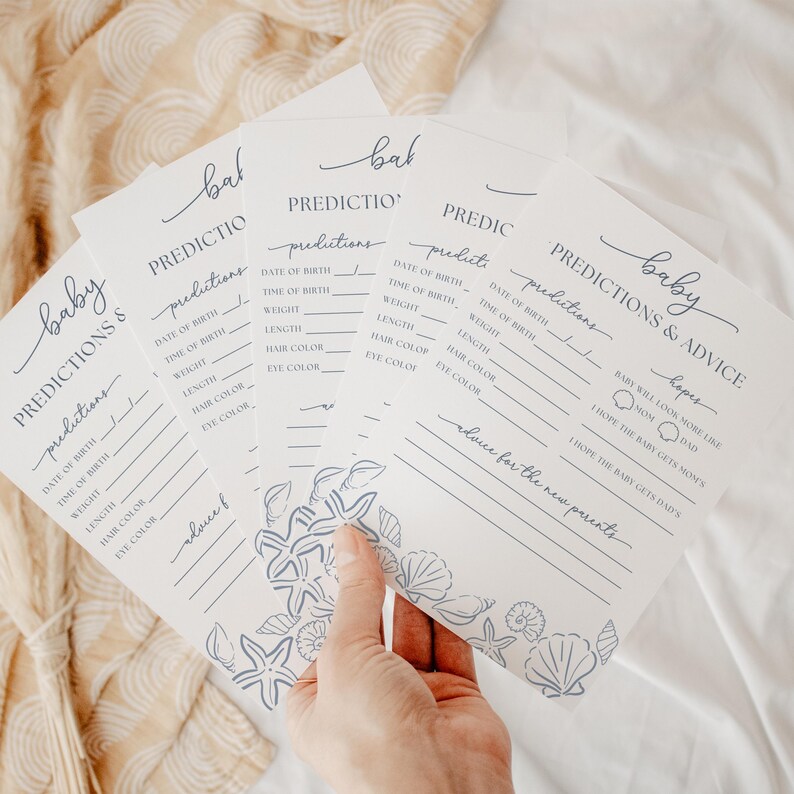 Sea You Soon Baby Shower Predictions and Advice Cards, Printable ...