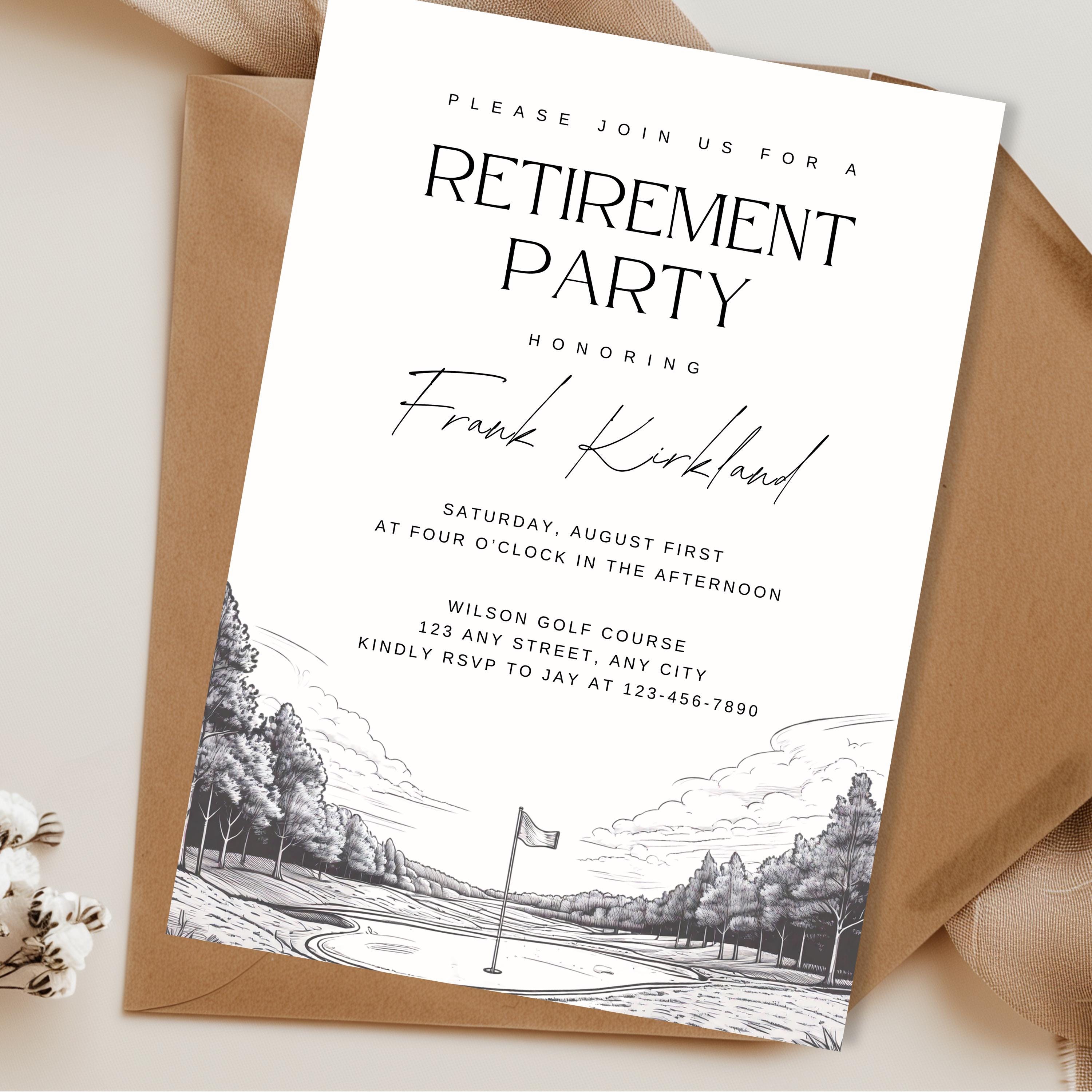 Golf Themed Retirement Invitation - Editable Canva Template - Customizable Digital Download - Simple & Downloadable Invitations Retirement