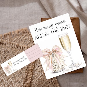 Pink Pearl and Prosecco Bridal Shower Game, Editable Canva Template Activity, Fun Shower Decor, How Many Pearls Are in The Jar, Editable
