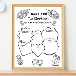 Luau Teacher Appreciation Week Thank You Gift, Editable Tropical Printable Template for Staff Events & Activities, Hawaiian Luau Theme