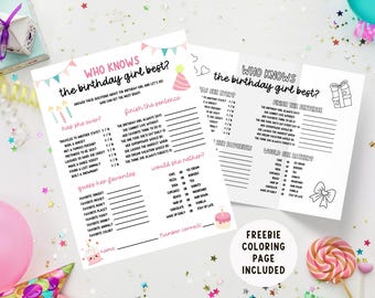 Who Knows The Birthday Girl Best, Editable Printable Birthday Game, Fun Party Activity for Teens & Tweens, Would She Rather Quiz, Editable