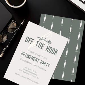 Faire-part de retraite pêche, faire-part de retraite drôle pour homme, faire-part de fête imprimable numérique, carte de célébration de retraite humoristique