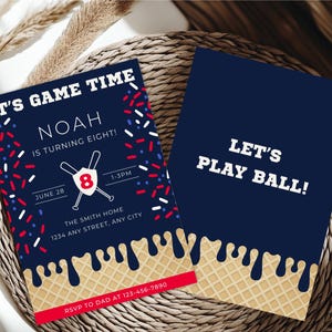 Drip Invitation, Editable Baseball Birthday Party Template, Printable Invite, Customizable Design, Instant Download