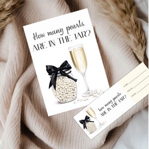 Pearl and Prosecco Bridal Shower Game, Editable Canva Template Activity, Fun Shower Decor, How Many Pearls Are in The Jar, Editable Template
