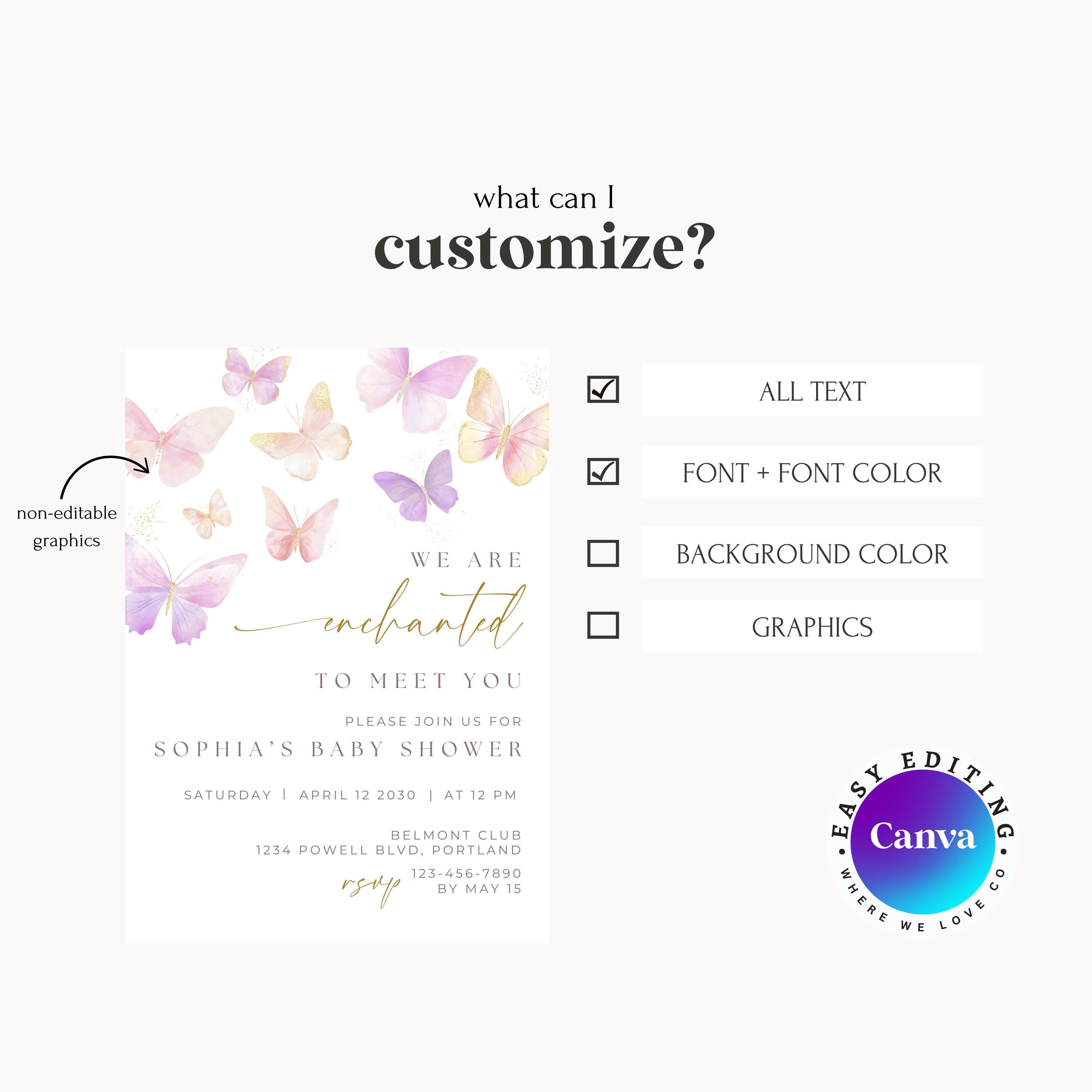 Editable Butterfly Baby Shower Invitation Template Instant Download ...