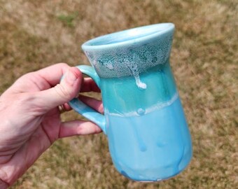 Large Mug / Coffee Mug / Handmade Mug / Blue Mug / Aqua / Turquoise