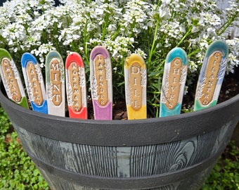 Herb Garden Markers, Set of 6, Garden Stakes, Ceramic Garden Marker, Herbs, Handmade, Pottery Markers