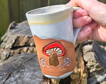 Mug / Coffee Mug / Ceramic Mug / Pottery Mug / Mushroom / 10 Ounce