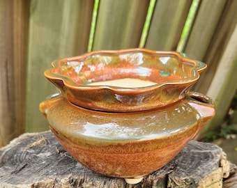 African Violet Pot / Rustic / Ceramic Flower Planter / Planter / Self Watering