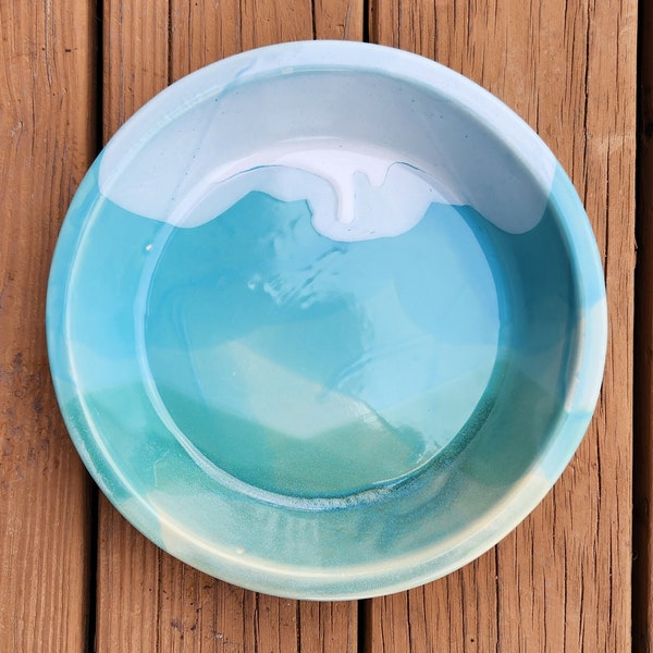 Pie Plate / Ceramic Pie Plate / Vegetable Bowl / Turquoise Pottery / Dinnerware Serving / Wedding Gift / New Home Gift