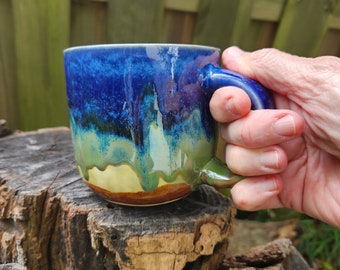 Mug / Mountain / Blue Mug / Pottery Mug / Ceramic Mug / 14 oz. Mug