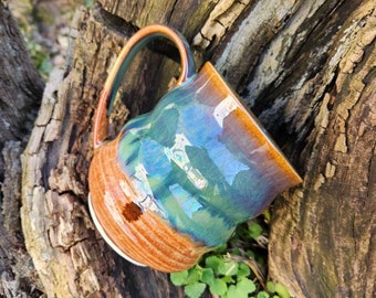 Brown Mug / Green Mug / Pottery Mug / Ceramic Mug / Large 20 oz. Mug