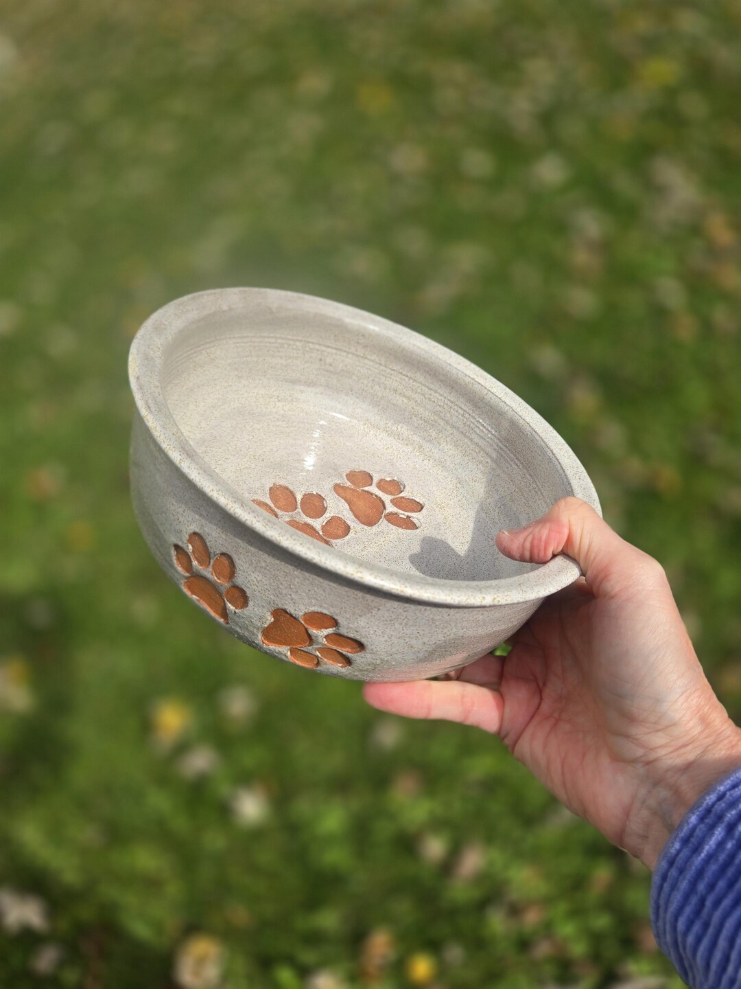 Handmade Ceramic Dog Bowl With Paw Prints, Rustic Pet Bowl - Etsy