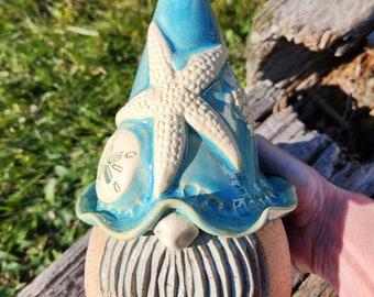 Gnome / Gnomes / Beach / Starfish / Sand Dollar / Ceramic Gnome / Handmade Gnome
