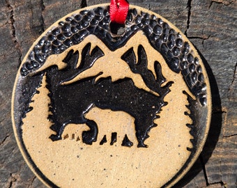 Bear, Bears, Black Bear, Momma Bear, Handmade Bear Ornament, Mountain