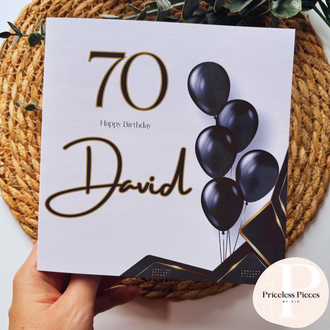 70th Birthday Card, Personalised Square Card With Envelope - Etsy