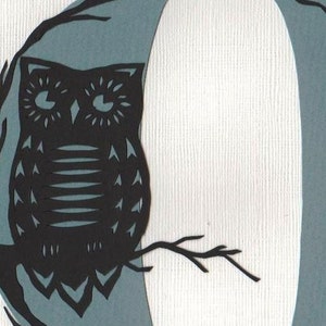 O is for owl original papercut art image 2