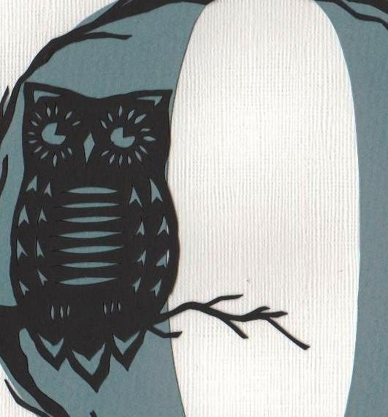 O is for owl original papercut art image 2