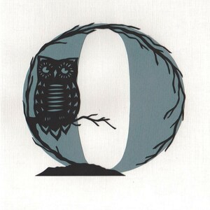 O es para buho - impresión del arte original de papercut