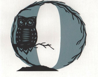 O is for Owl - Print from original papercut art