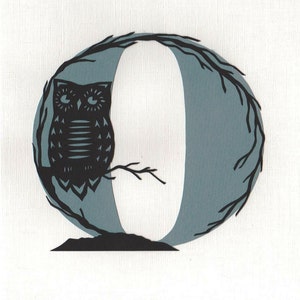 O is for owl original papercut art image 1