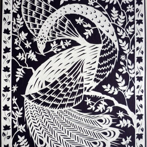 White Peacock Original Papercut Art image 1