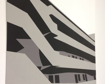 Isokon Building in Grey - Original handcut paper artwork