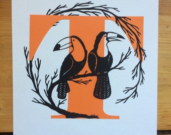 T is for Toucans - Original Papercut Art