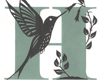 H is for Hummingbird - Original Papercut Art