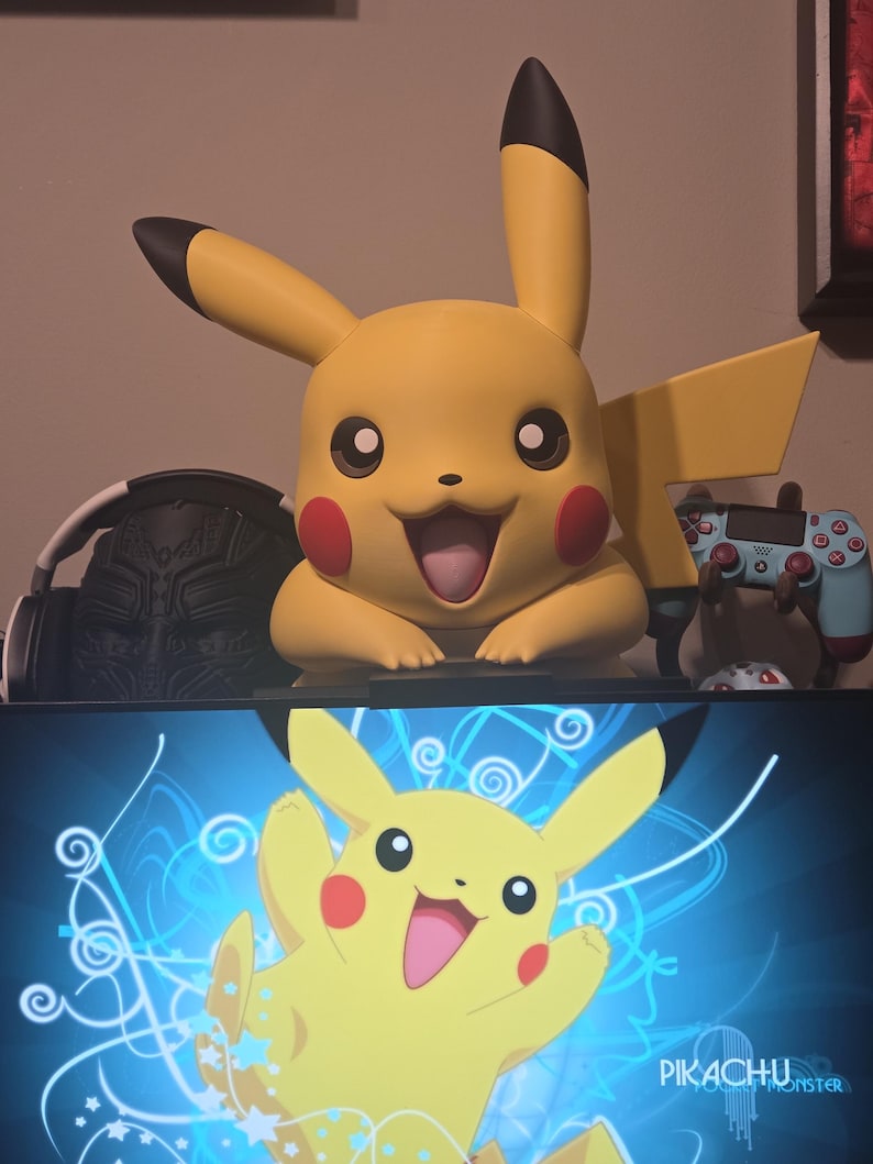 Pikachu Monitor Buddy | 3D Printed Pokémon Desk Display | TV or PC ...
