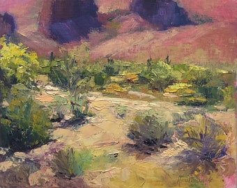 Pathway to Superstition 8"x10" Plein Air Oil painting done in Arizona