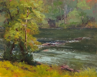 River Feelings 11"x14" Plein Air Oil Painting of the Toccoa River in North Georgia