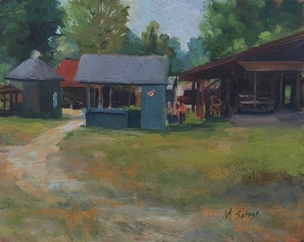 Children Watching 8x10 Plein Air Oil at a fairground