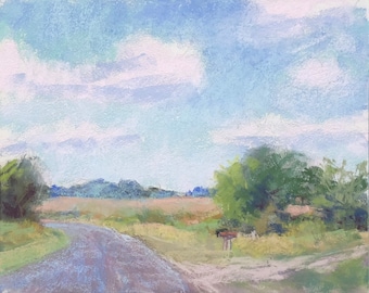 The Mailbox 8"x10" pastel on panel of North Georgia pasture and road