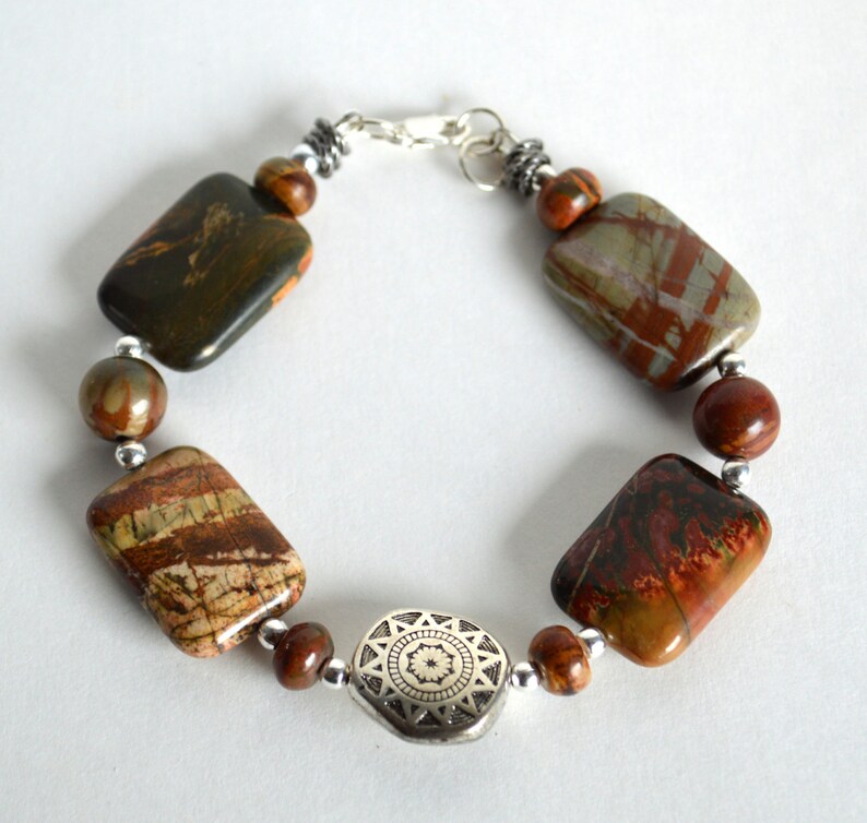 Red creek jasper and sterling silver bracelet image 3