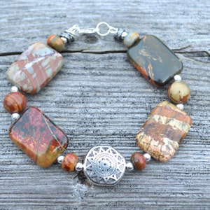 Red creek jasper and sterling silver bracelet image 1