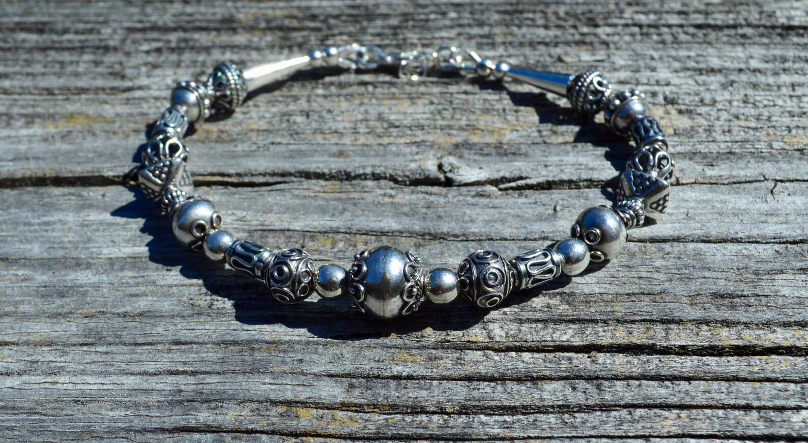 Bali Bead Sterling Silver Bracelet Bali Bead Bracelet Bali Etsy