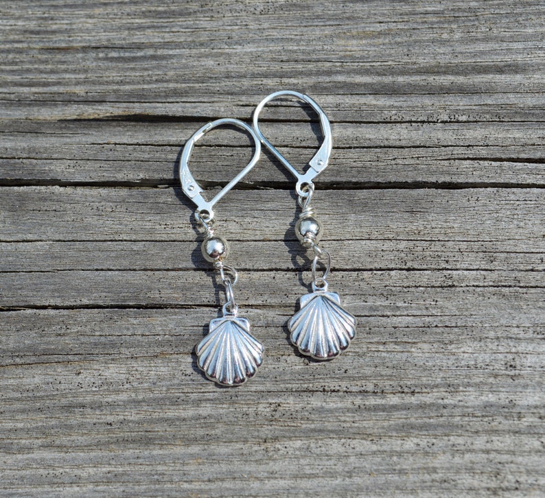 Sterling Silver Shell and Bali Bead Dangle Earrings Shell - Etsy