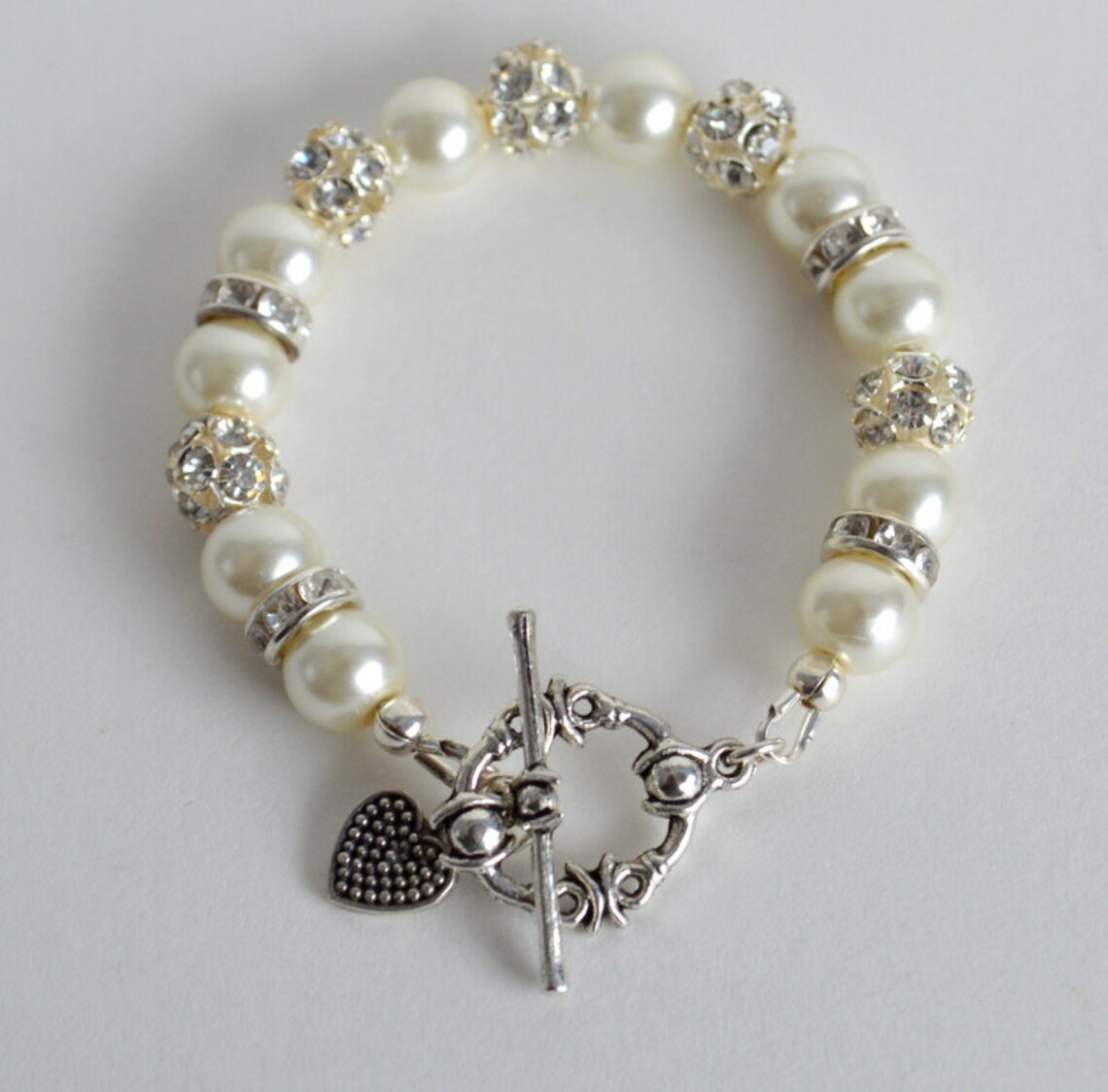 Wedding Jewelry, Flower Girl Pearl and Rhinestone Bracelet, Flower Girl Jewelry, Wedding