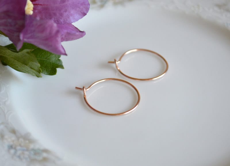 Small Rose Gold Hoop Earrings Rose Gold Jewelry Bridesmaids Etsy Canada
