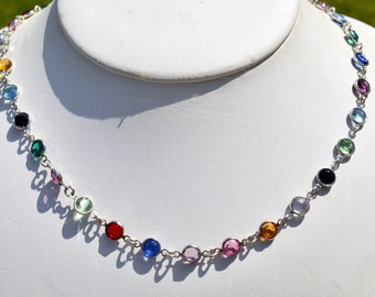 Swarovski channel charm choker necklace, pride necklace, rainbow necklace