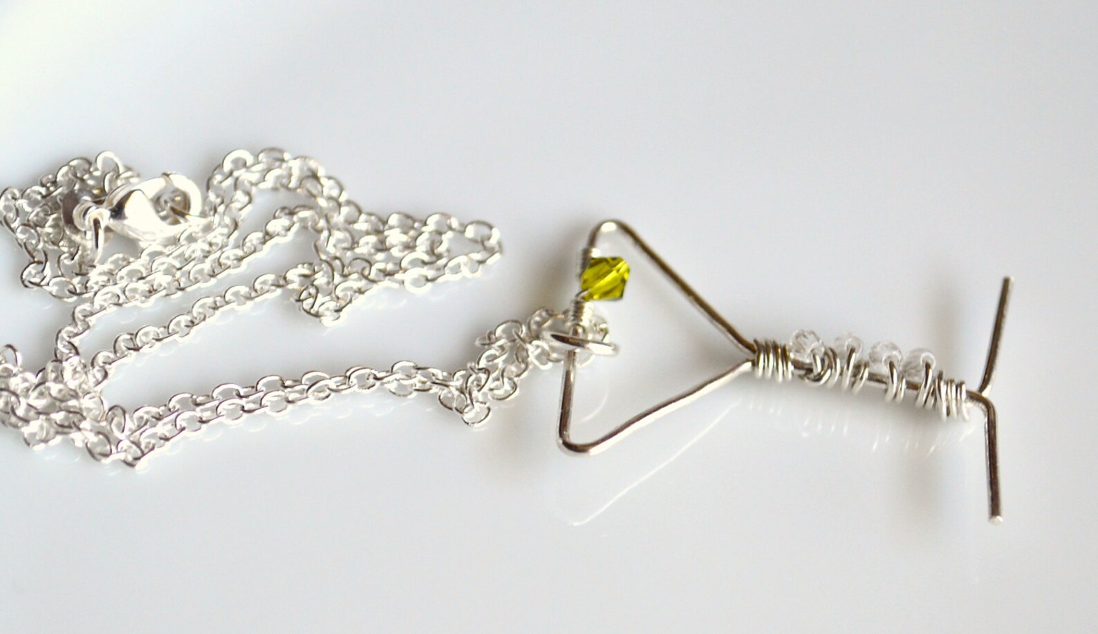 Sterling Silver Wire Wrapped Martini Glass Pendant, Martini Jewelry